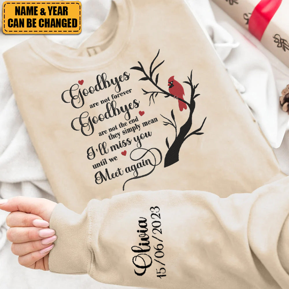 Embroidered Cardinal In Loving Memory Personalized Sweatshirt With Name