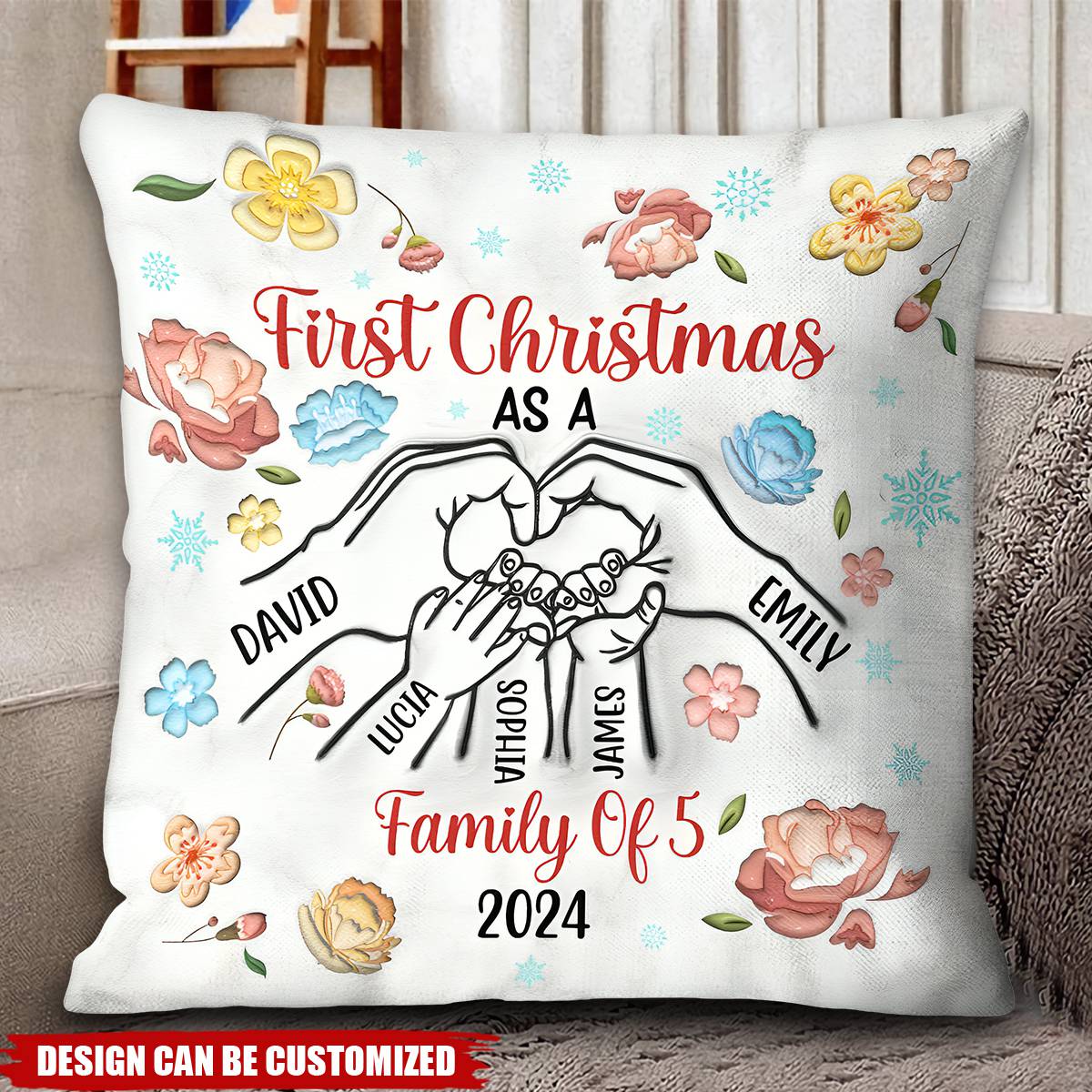 First Christmas As Family - Personalized Pillow Case - Christmas Gift For Family, Baby Kids