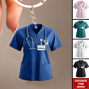 Custom Name Nurse Uniform Acrylic Keychain, Gift For Nurse