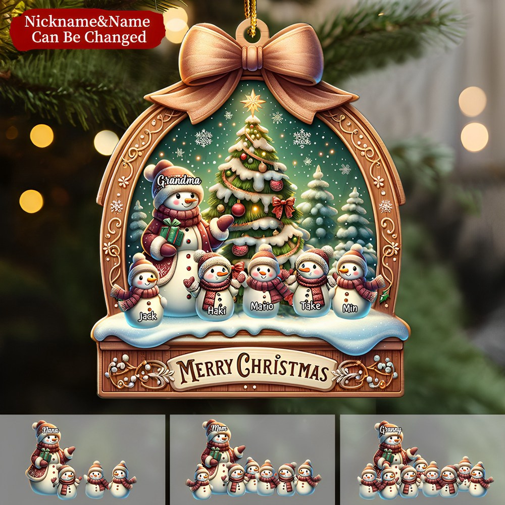Personalized Merry Christmas Ornament Custom Grandma and Grandkids