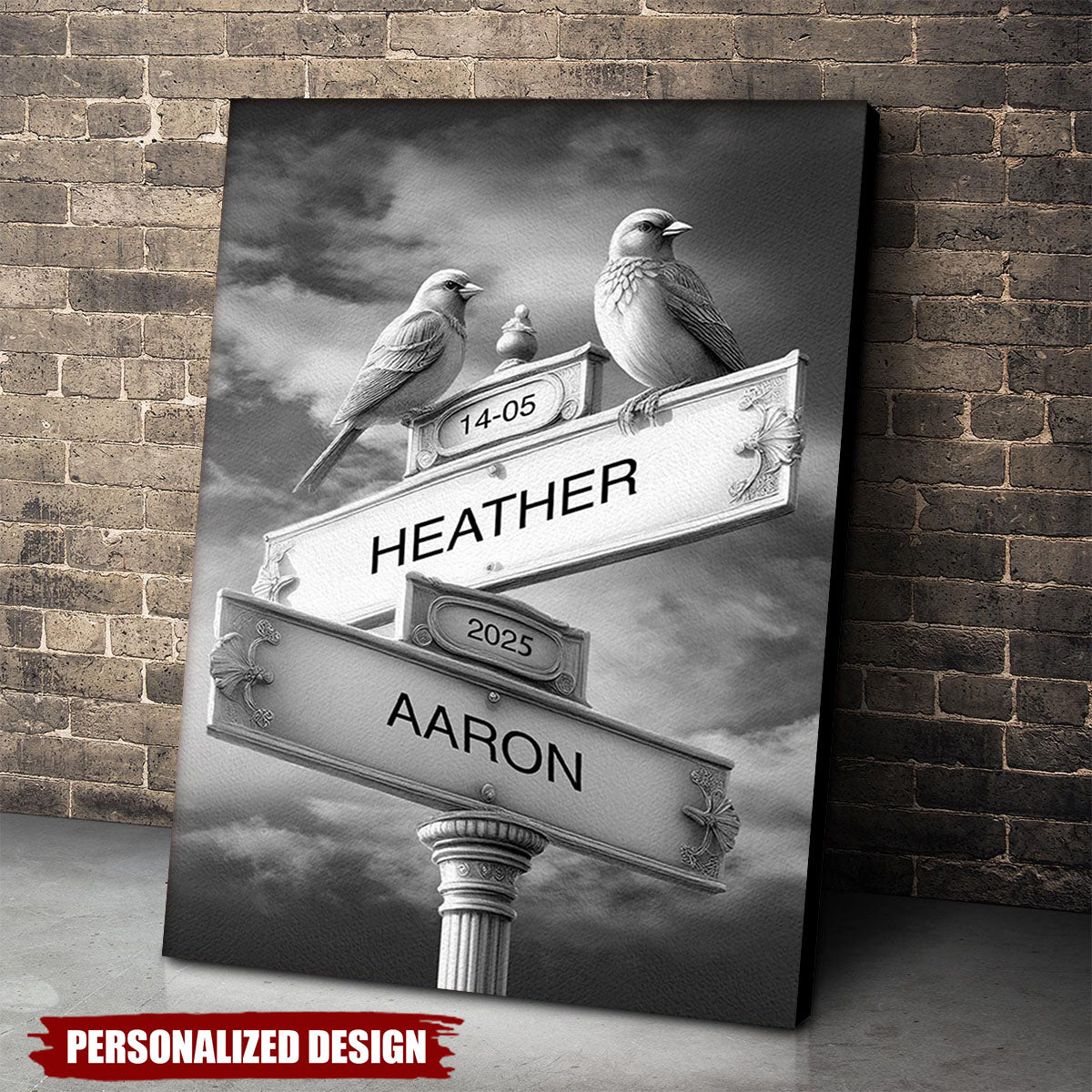 Personalized Street Sign with Custom Names, Gift for Couples, Love Poster Print