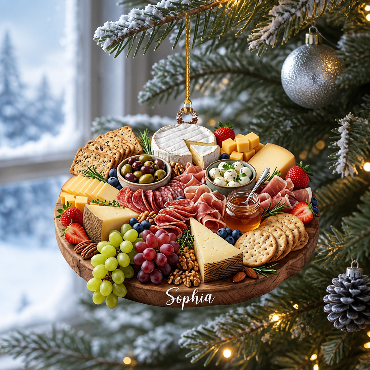 Custom Charcuterie Board Ornament, Cheese Lover