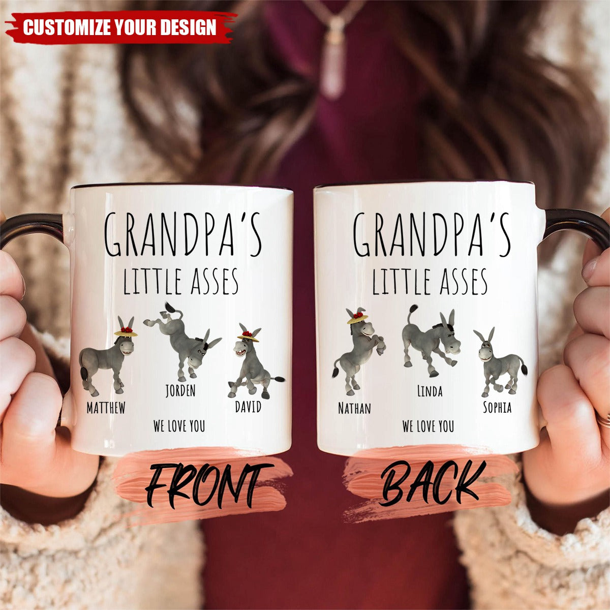 Personalized Dad Funny Mug Gift, Papa's Little Asses, Daddy's Donkeys