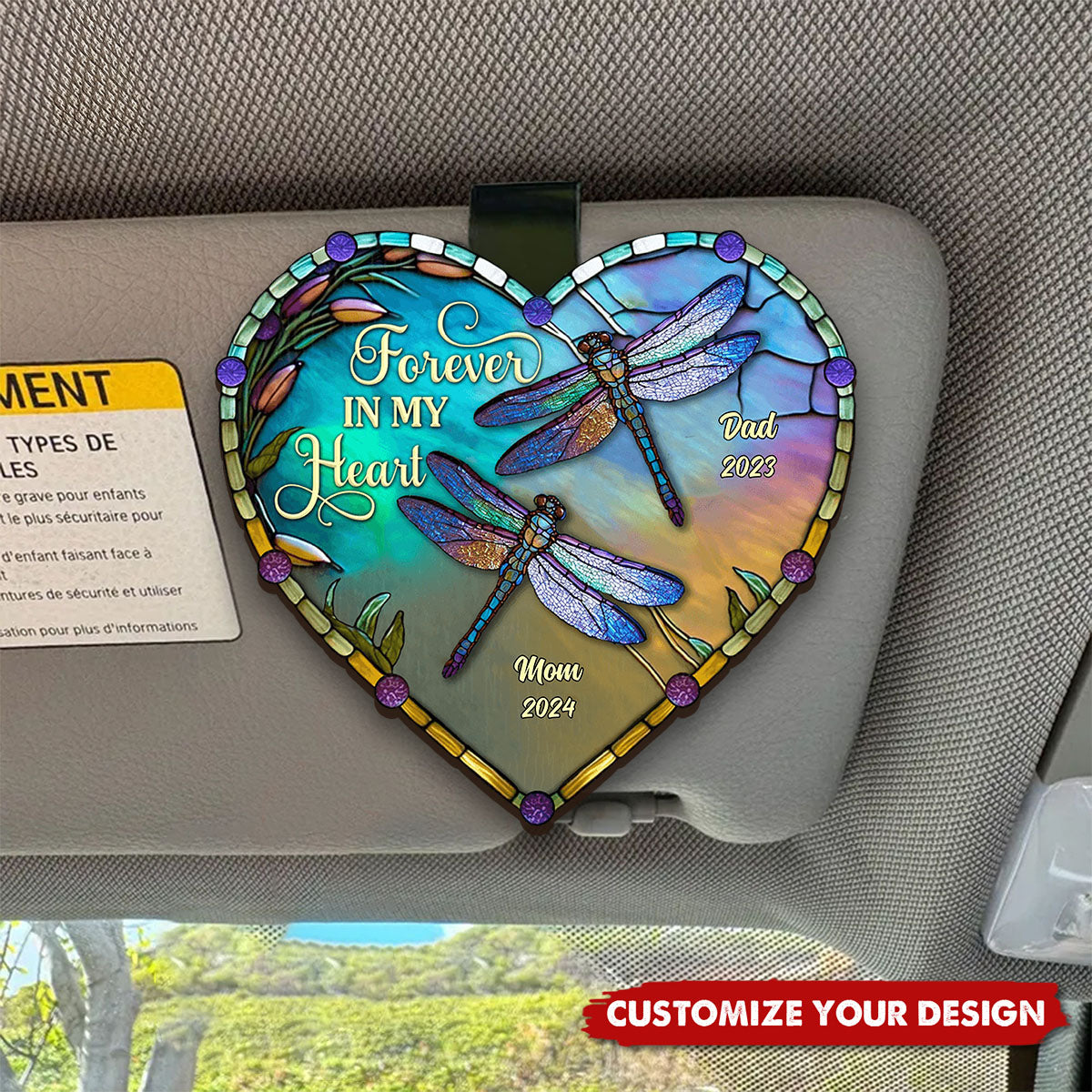 Forever In My Heart - Family Personalized Memorial Gift Custom Car Visor Clip