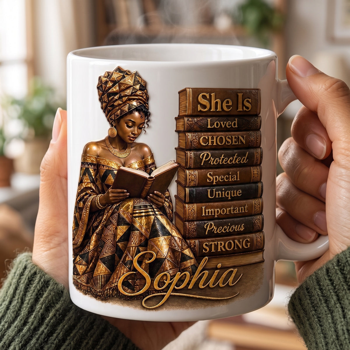 Personalized She Is Strong Black Queen Coffee Mug