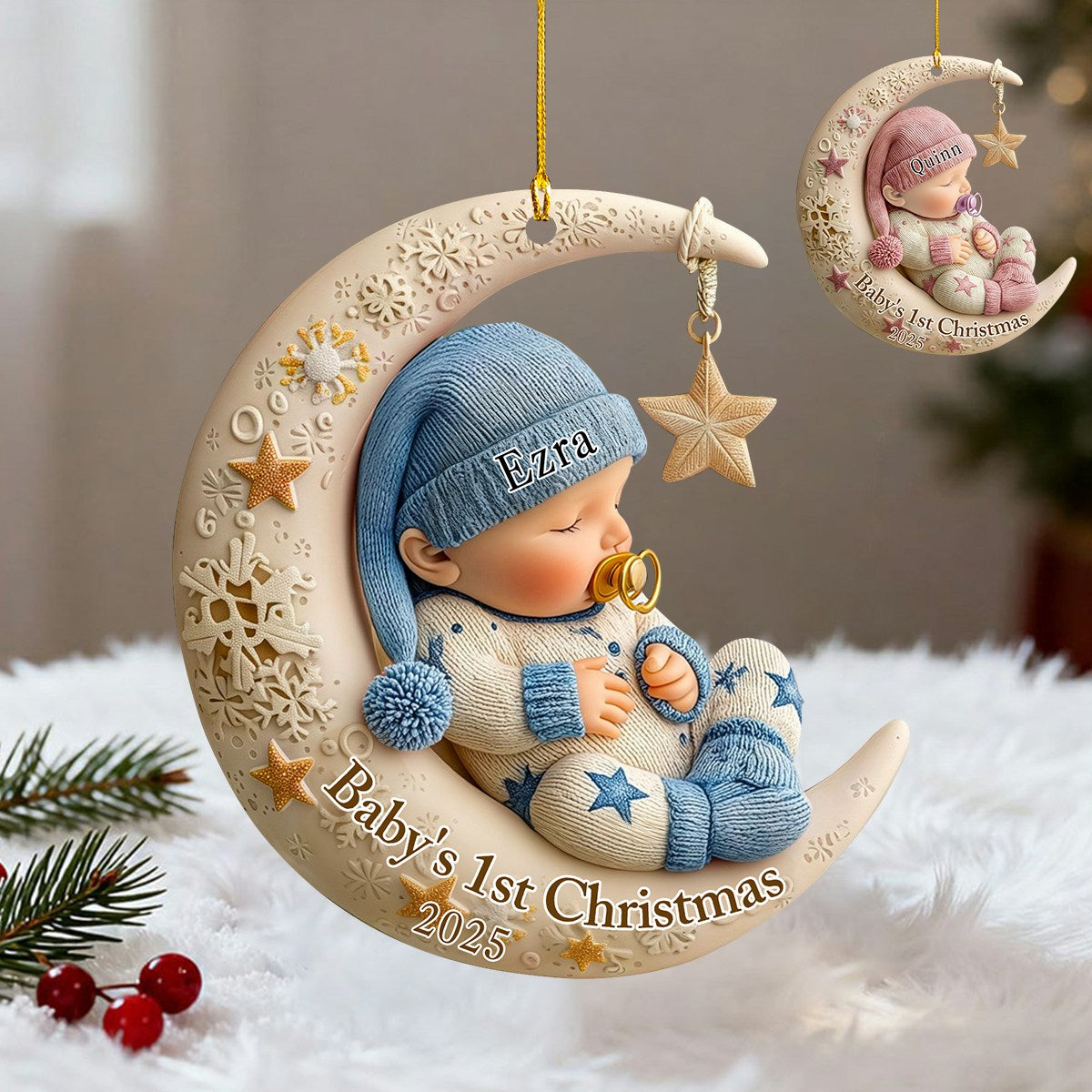 Personalized Baby First Christmas Acrylic Ornament, Gift For New Parents