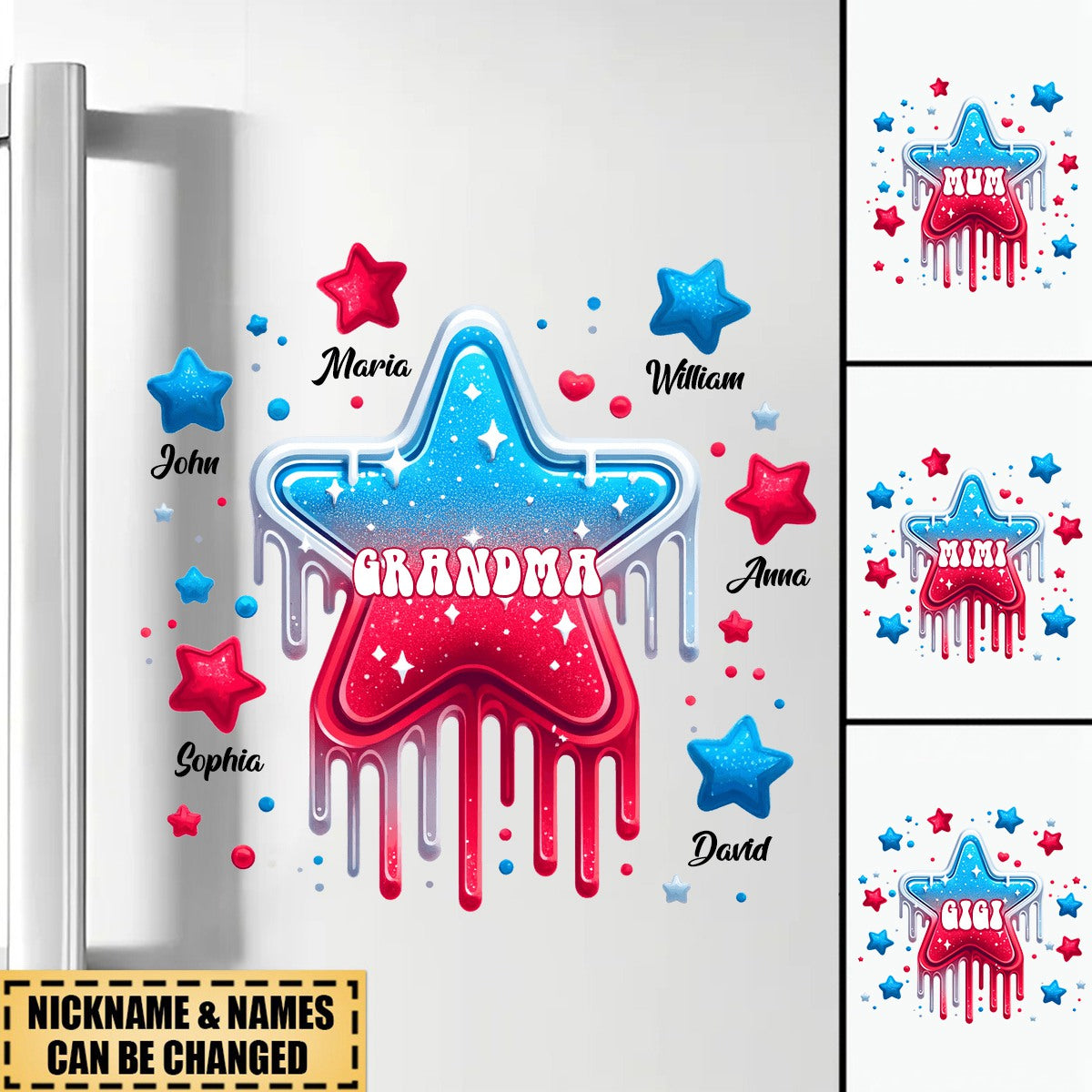 Grandma Nana With Cute Grandkids Star Personalized Sticker Decal