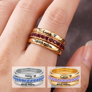 Personalized Ctstom Pet Name Dog Mom Stacking Ring