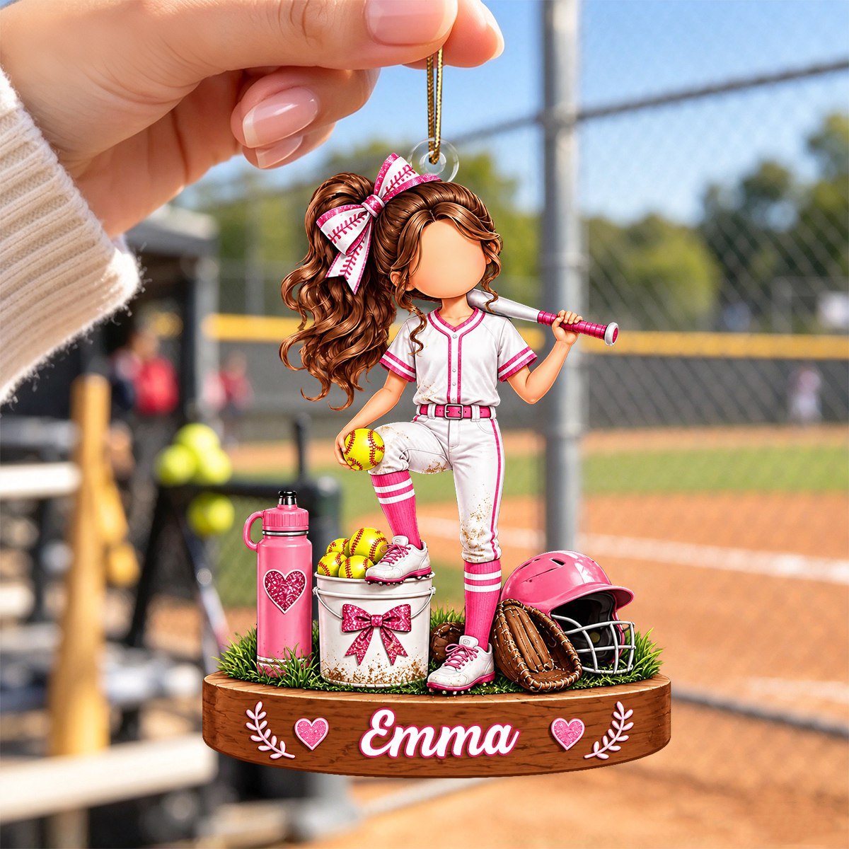 Personalized Softball Girl Ornament, Softball Player Christmas Gift