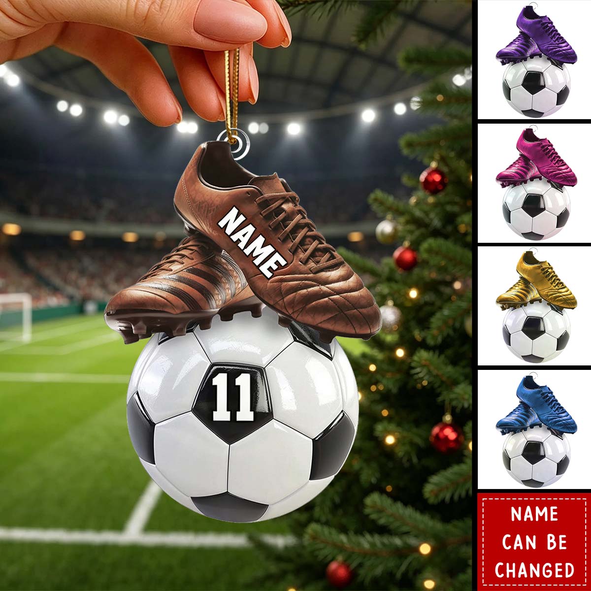Personalized Soccer Player Ornament – Custom Name & Number Christmas Gift