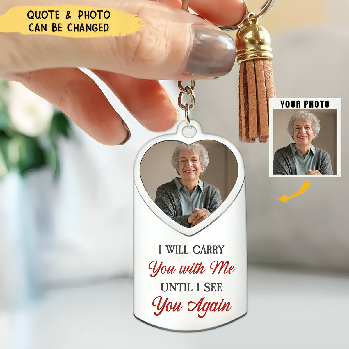 Personalized Memorial Upload Photo Stainless Steel Keychain