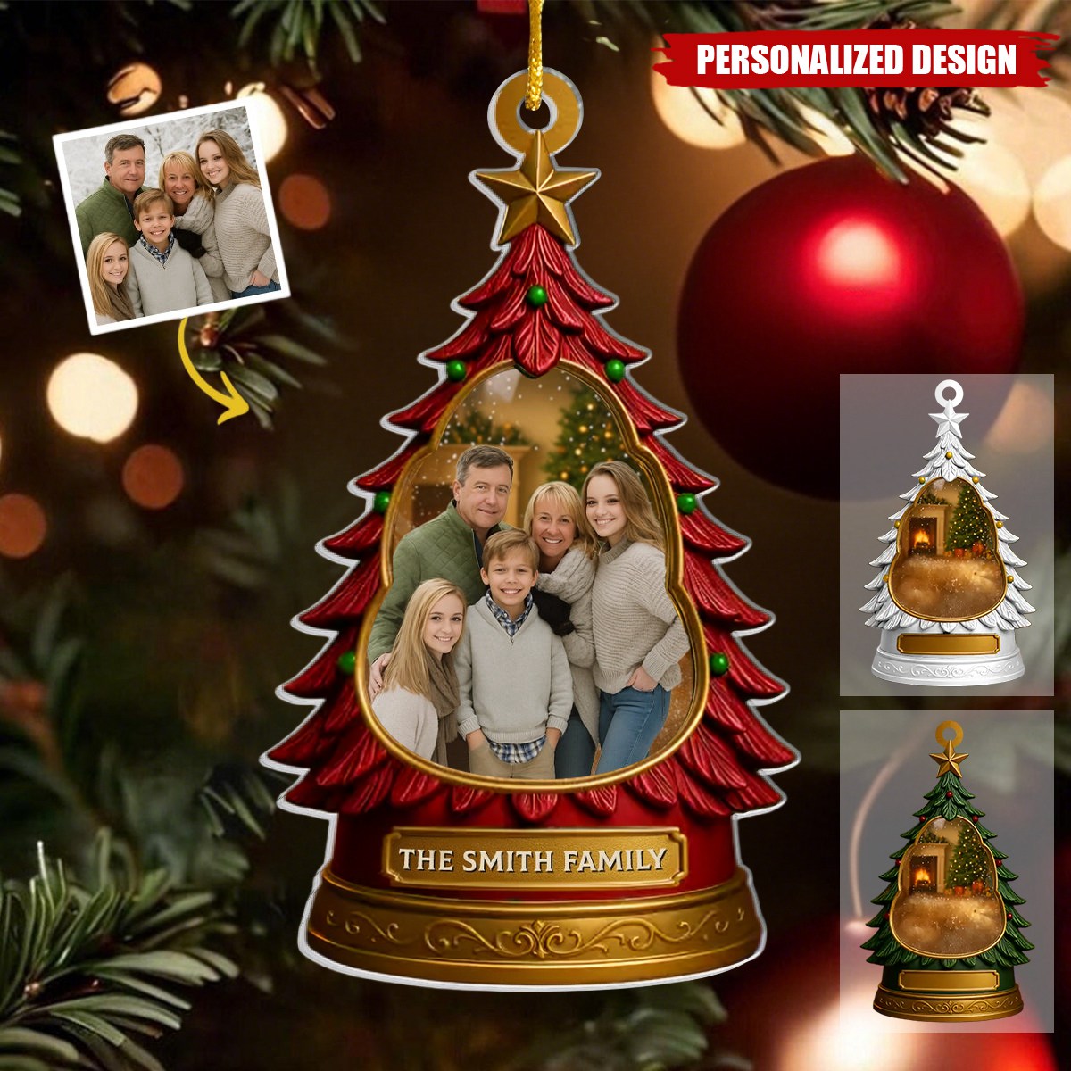 Making Memories By The Tree - Personalized Family Photo Ornament