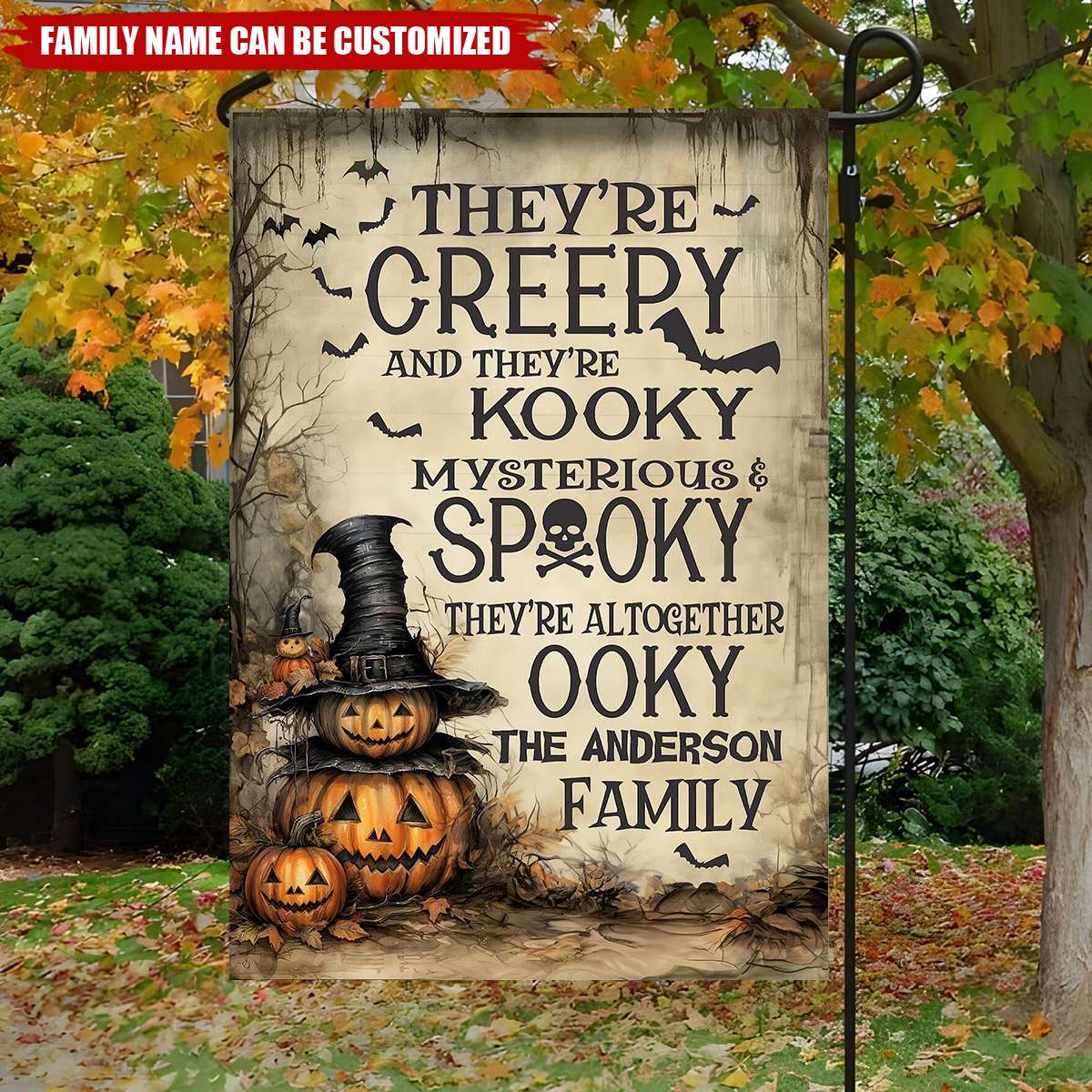Custom Halloween Family Personalized Spooky Flag