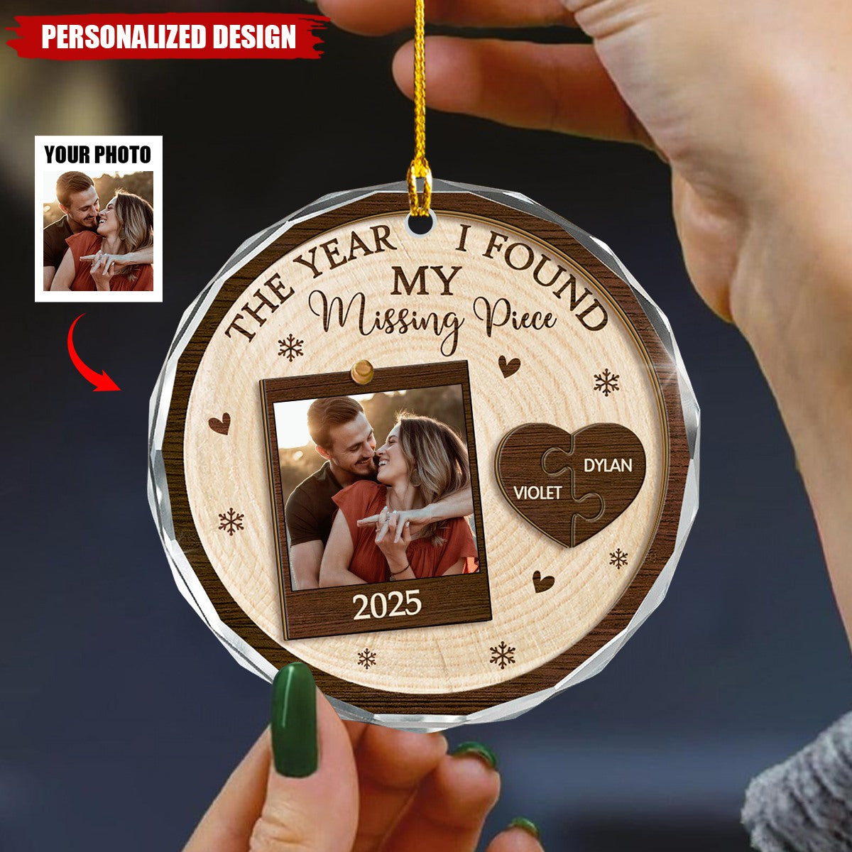 Personalized Couple Photo Christmas Ornament