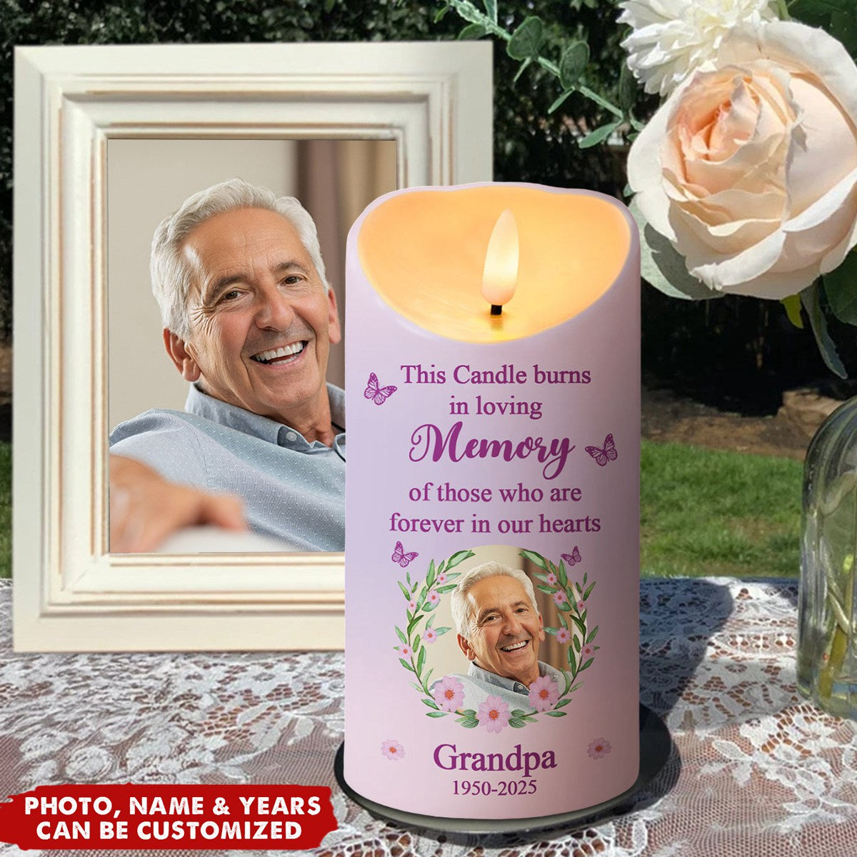 Custom Photo This Candle Holds Our Cherished Memories - Memorial Personalized Custom LED Candle