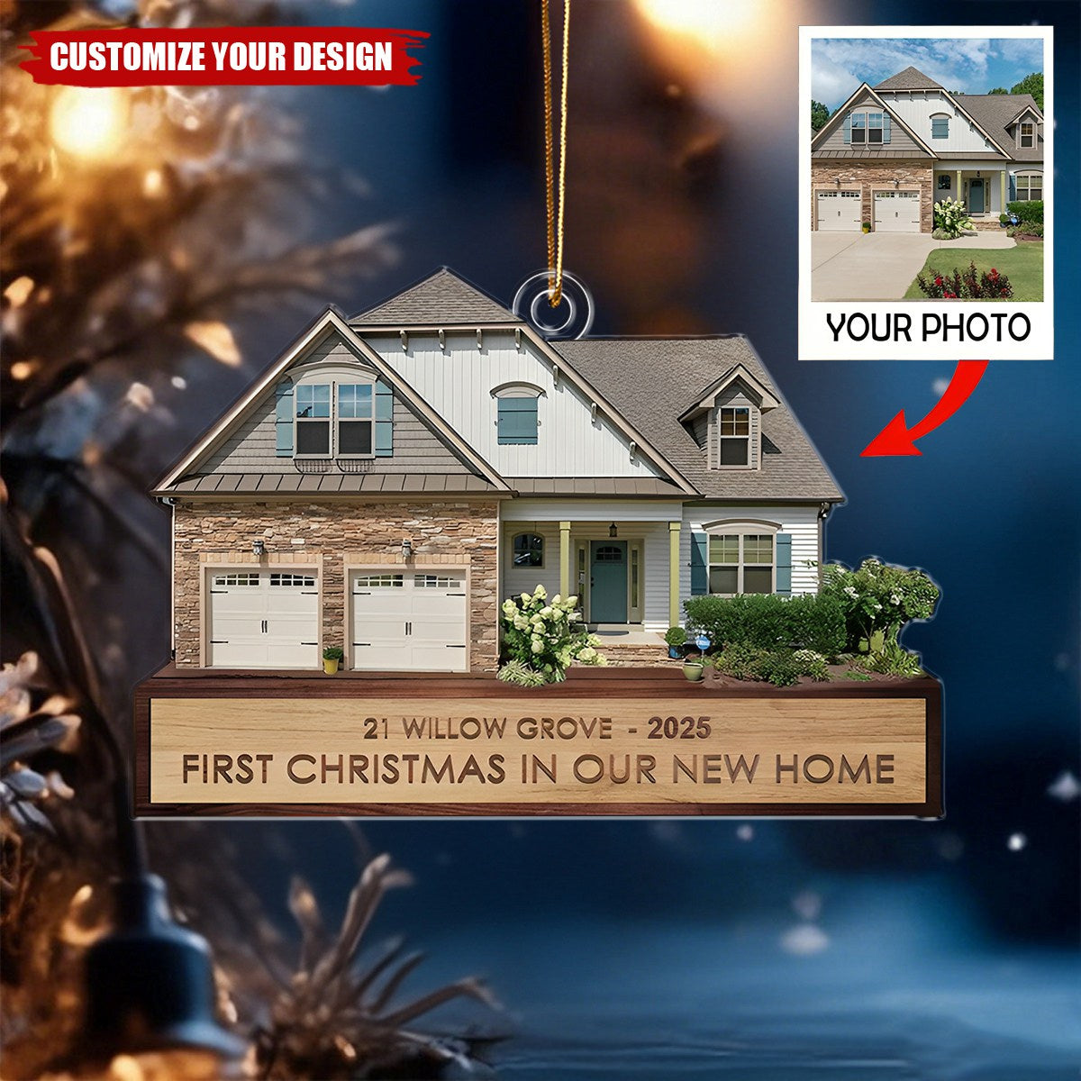 First Christmas In Our New Home Ornament, Custom House Photo Keepsake