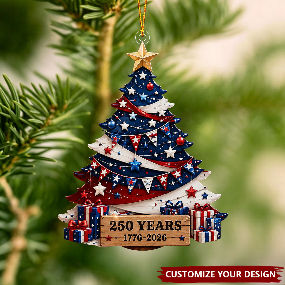 America 250th Anniversary Keepsake,1776-2026 Christmas Tree Ornament