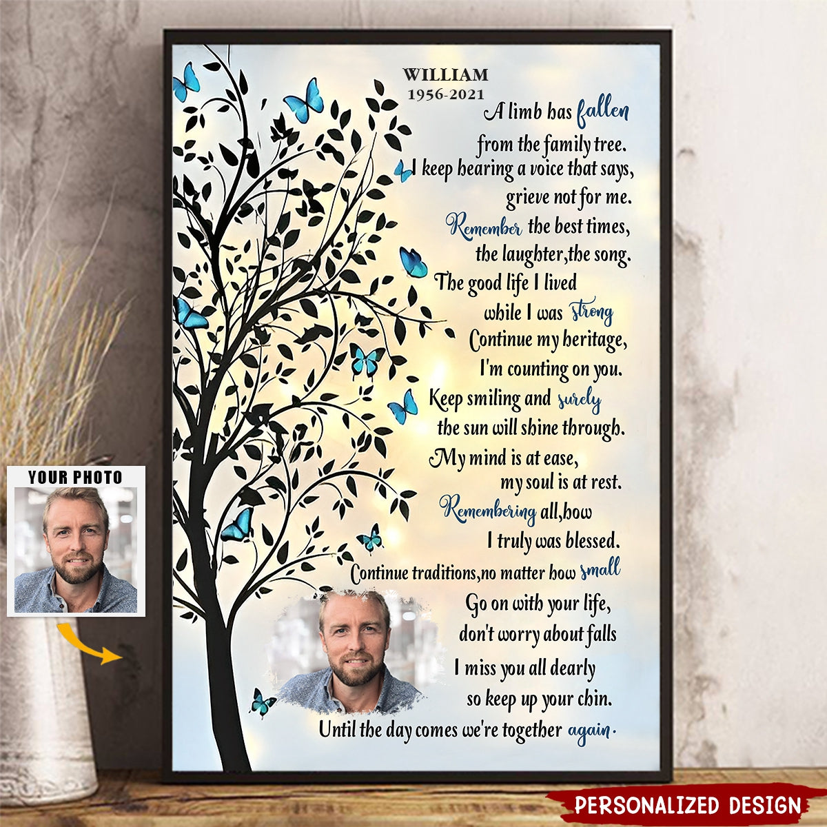 Until The Day Comes We're Togetber Again Personalized Memorial Butterfly Poster