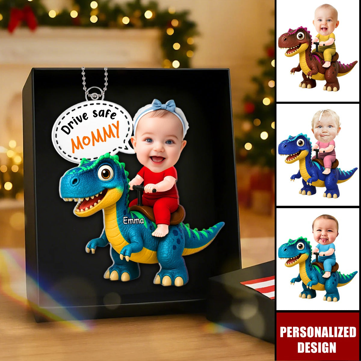Personalized Drive Safe Daddy Baby Photo Car Ornament