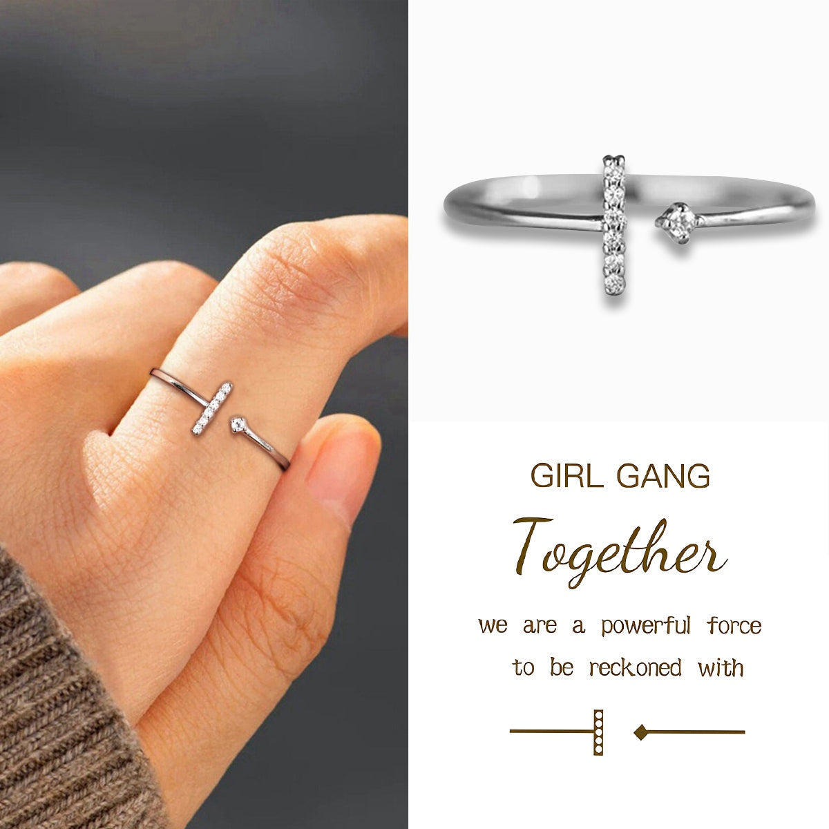 Girl Gang Minimalist T Shaped Ring