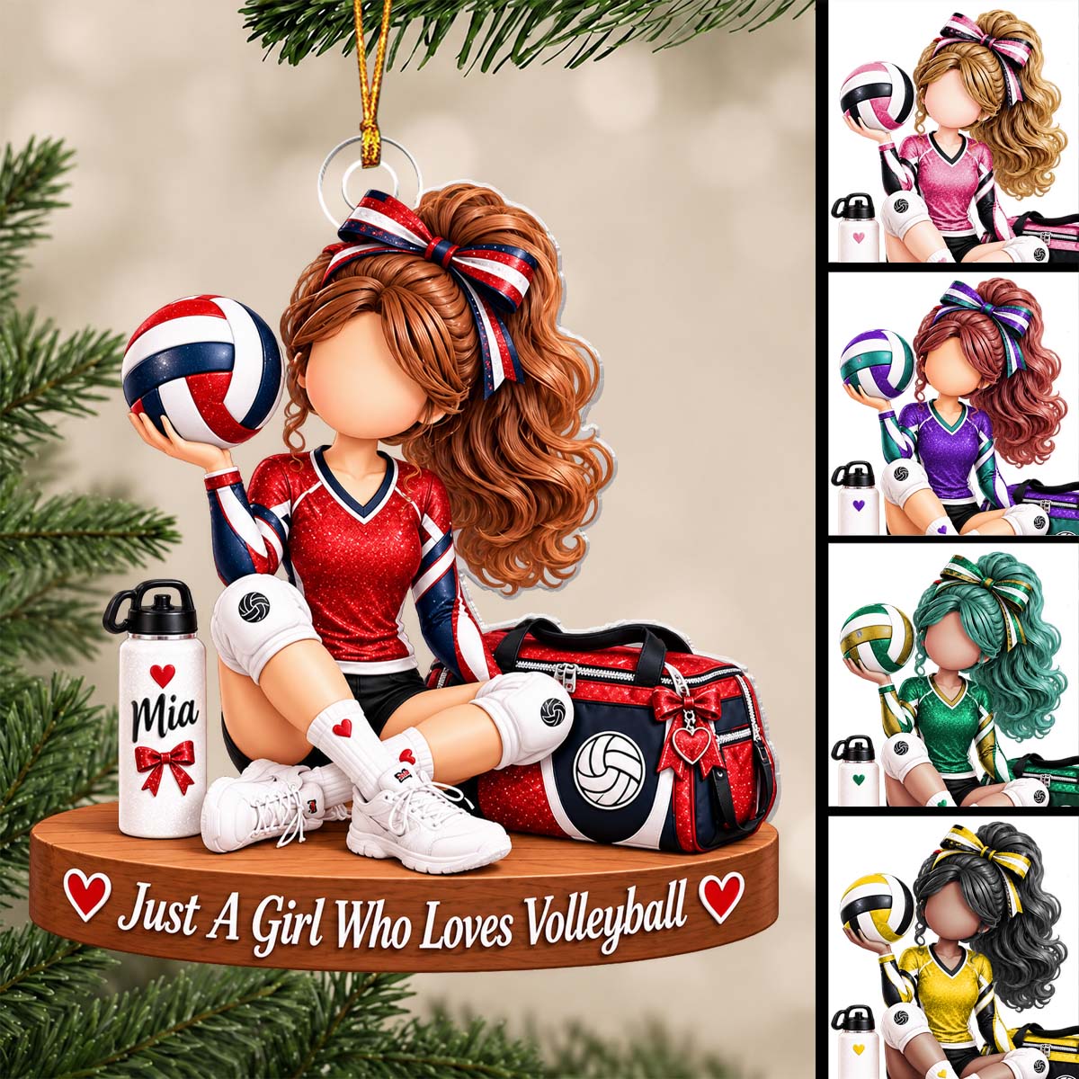 Personalized Volleyball Girl Ornament, Volleyball Player Christmas Gift
