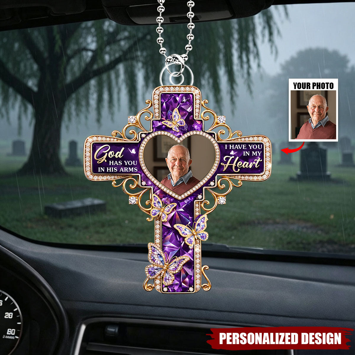 Your Love Rides With Me Always, Custom Memorial Car Hanger Ornament