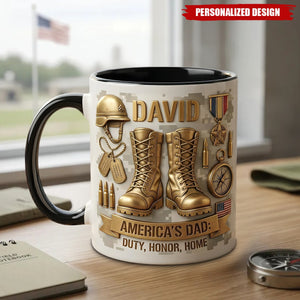 Personalized Military Boot Name Mug-Custom Gift For Active & Veteran Dad