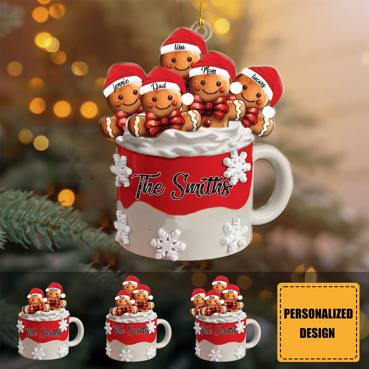 Personalized Gingerbread Christmas Ornament - Personalized Acrylic Ornament