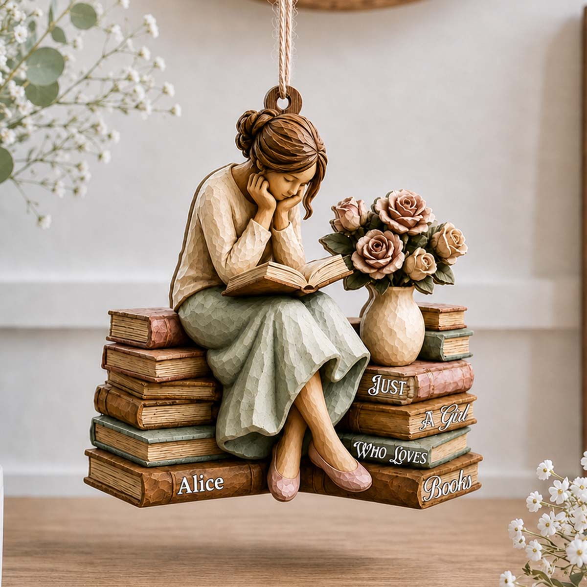 Just A Girl Who Loves Books-Personalized Book Lover Ornament
