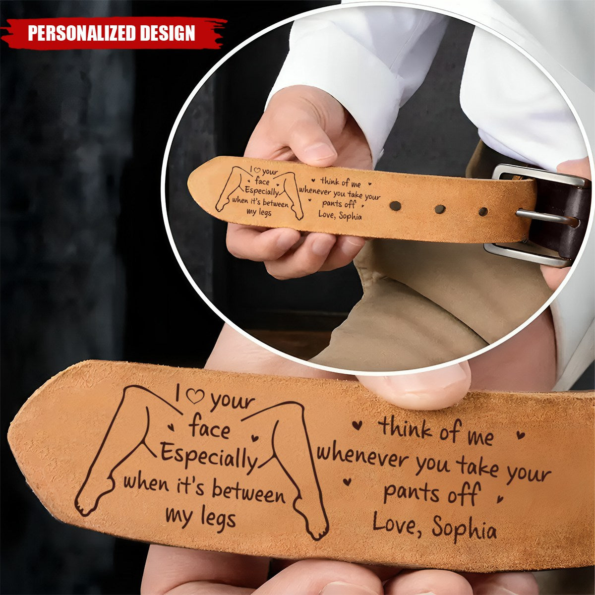 Personalized Engraved Leather Belt, Anniversary Gift For Boyfriend Husband