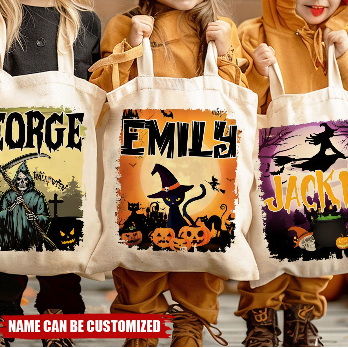 Personalized Halloween Trick or Treat Tote Bag