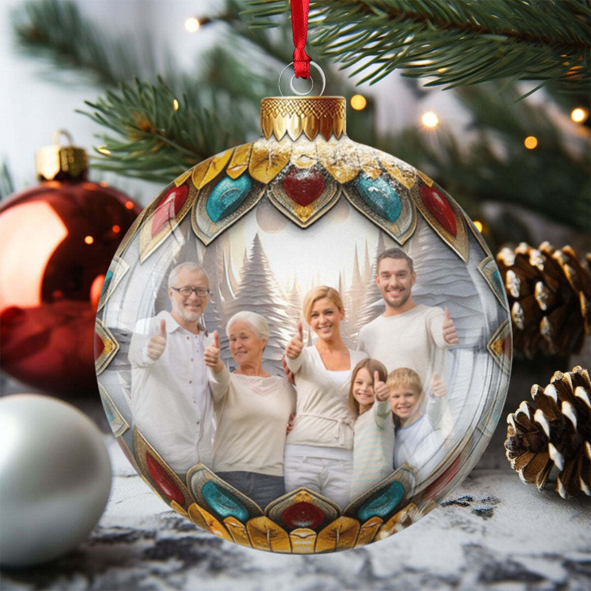 Custom Photo Family Christmas Acrylic Ornament