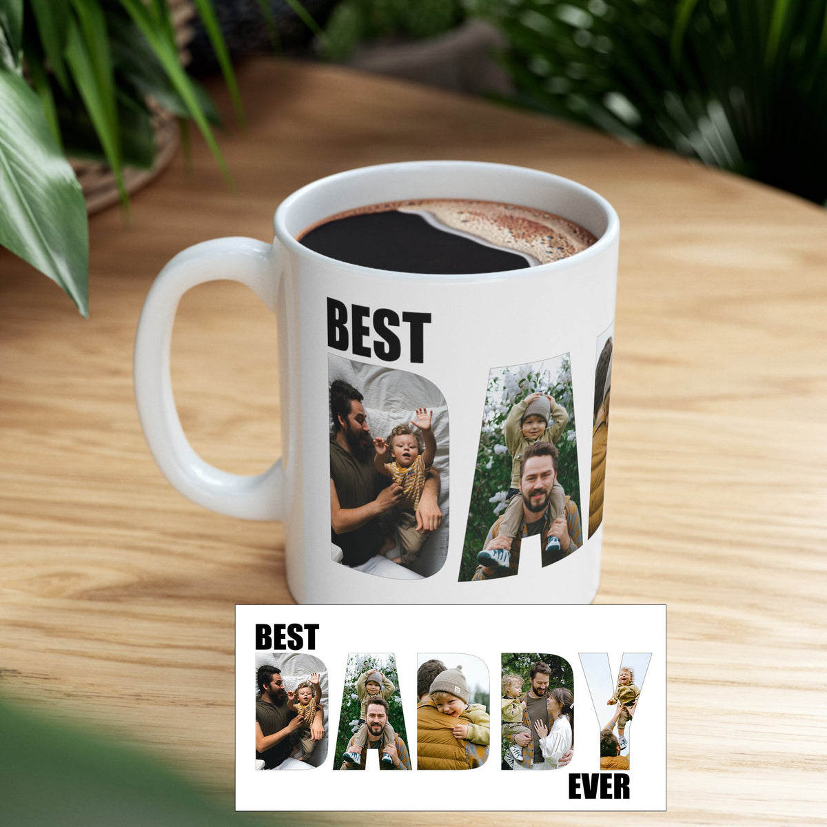 Best Daddy Ever Mug, Personalized Father's Day Gift Photo Collage Mug