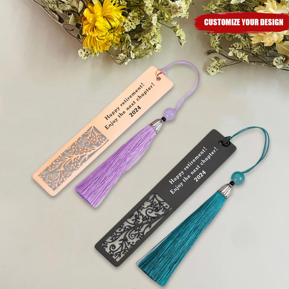 Happy retirement enjoy the next chapter-Personalized Metal Bookmark