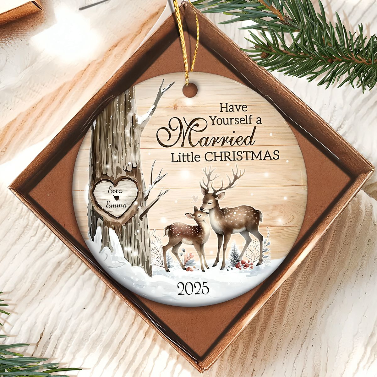 Have Yourself A Married Little Christmas -Custom Couple Ornament