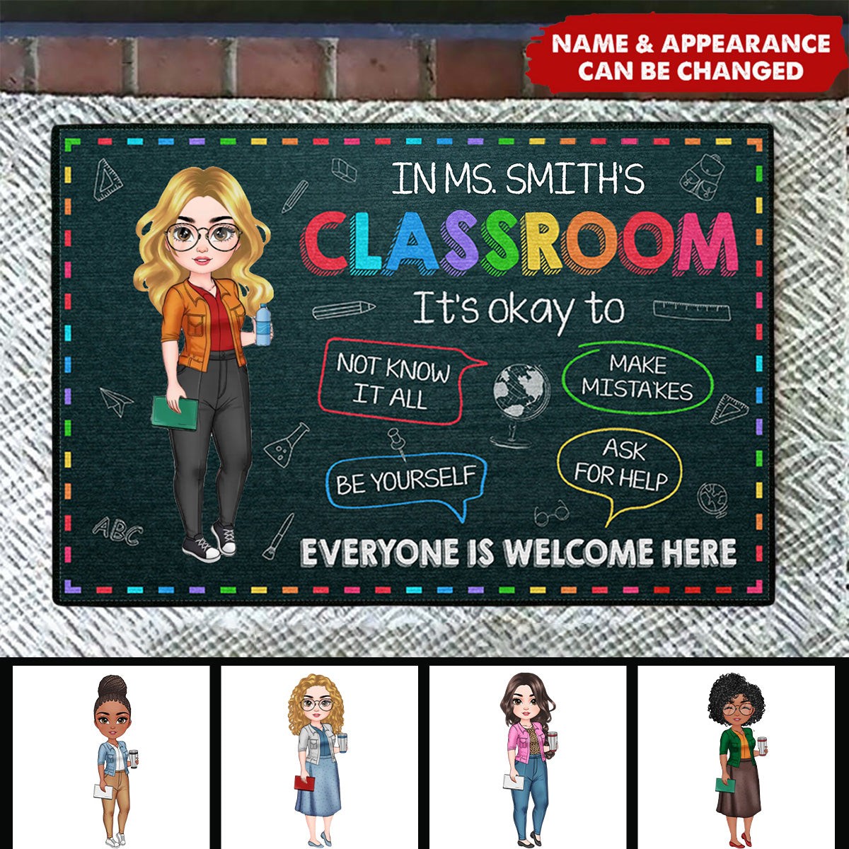 In This Classroom It's Okay To - Personalized Teacher Doormat