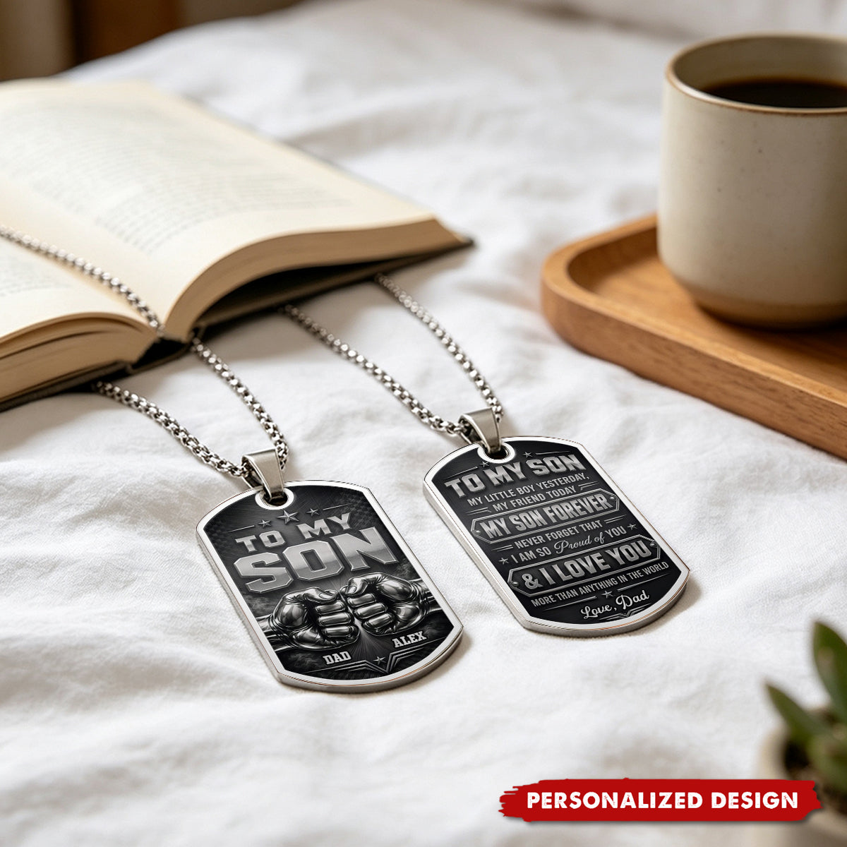 To My Son, Personalized Dog Tag Necklace, Gift For Son and Dad lovers