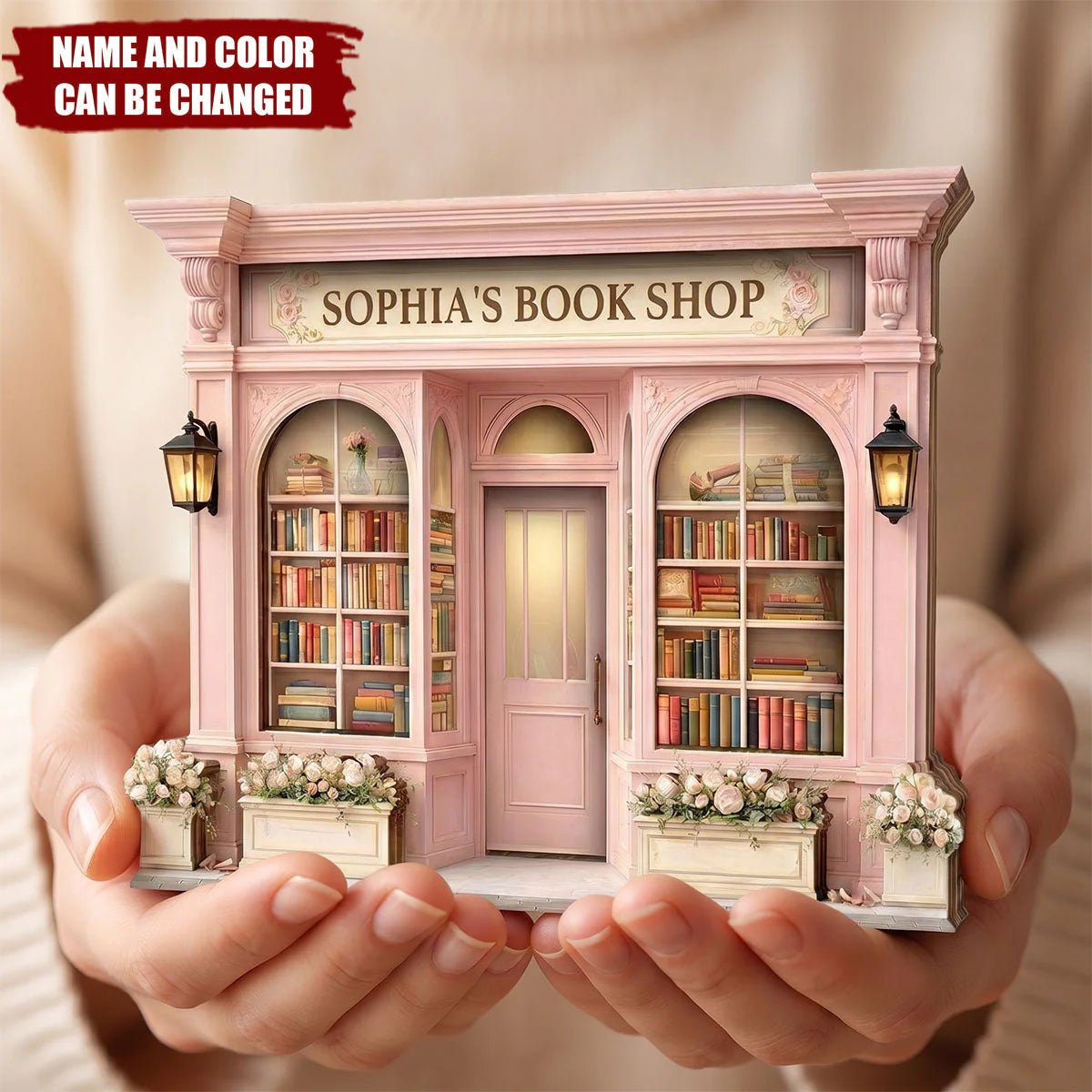 Reading Nook Personalized Bookshop Wooden Block - Custom Gift For Book Lovers