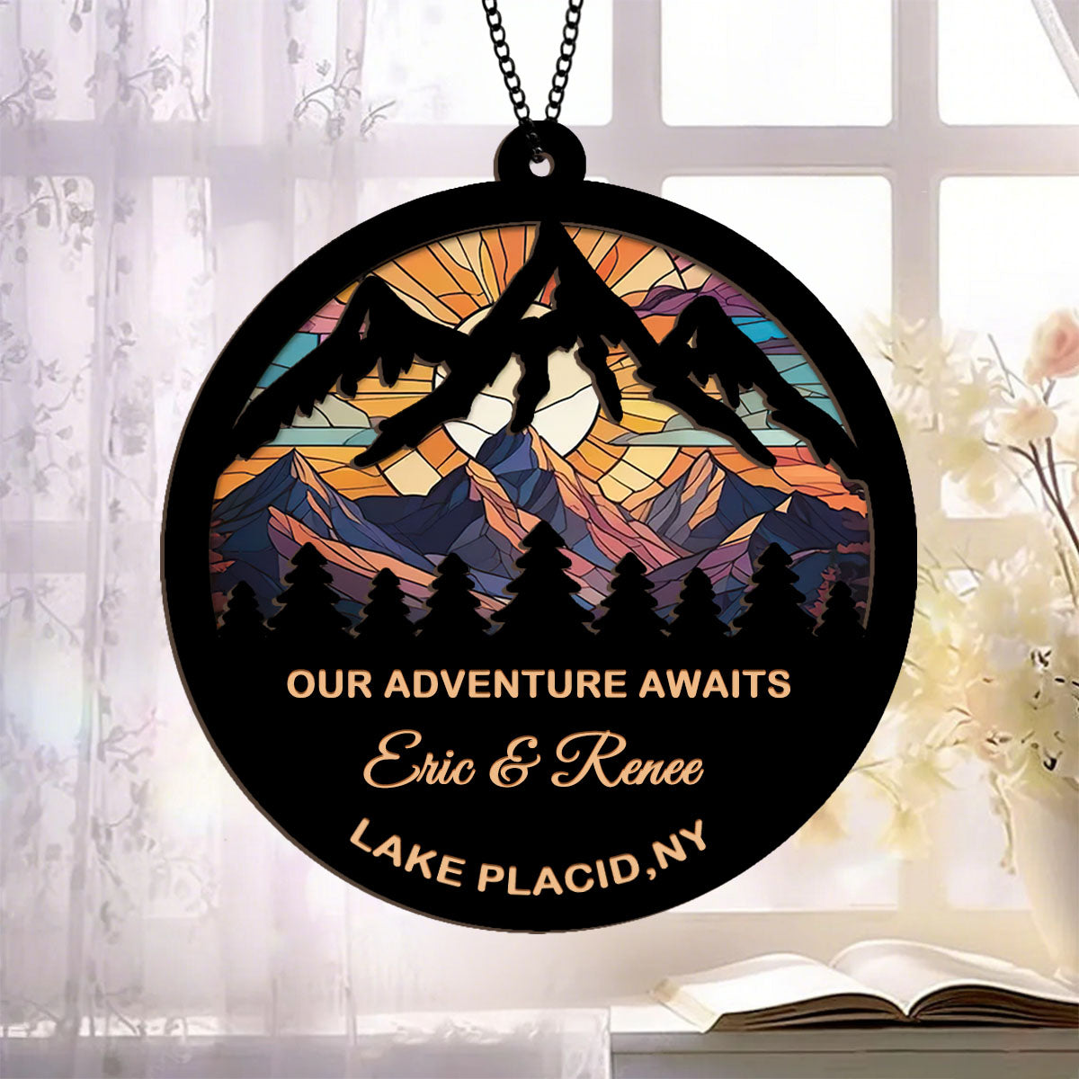 Personalized Mountains Landscape Ornament, Valentine's Day Gift