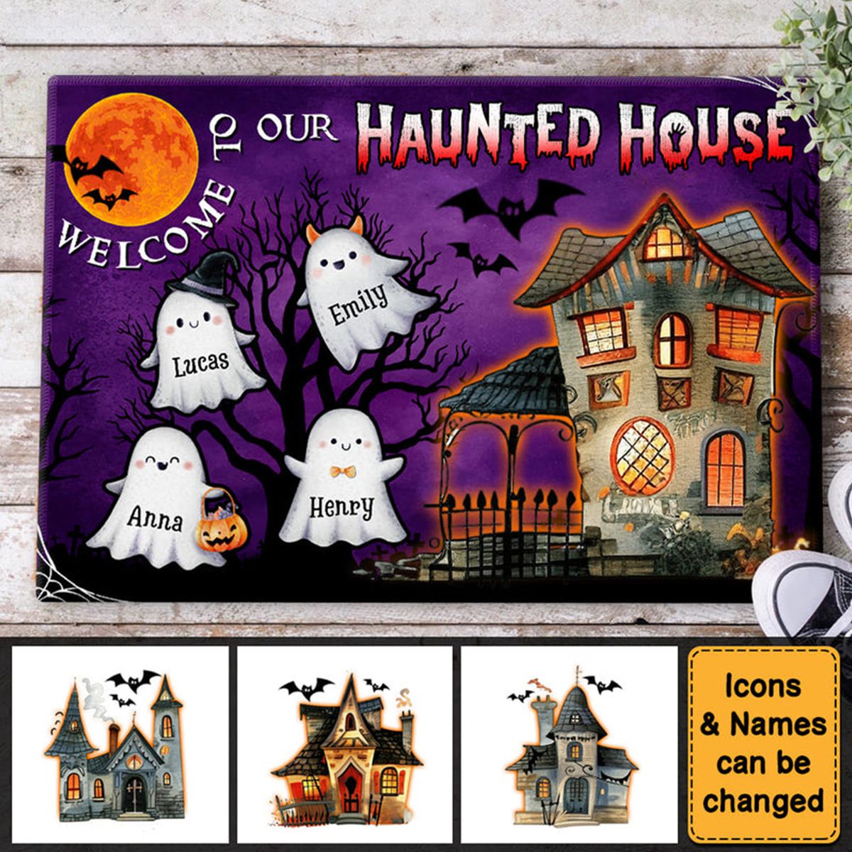 Personalized Halloween Gift For Family Haunted House Doormat