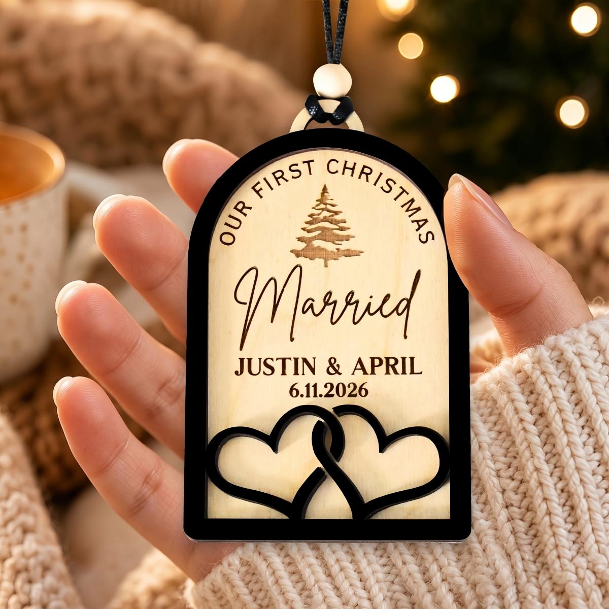Our First Christmas Married | Personalized Newlywed Christmas Ornament