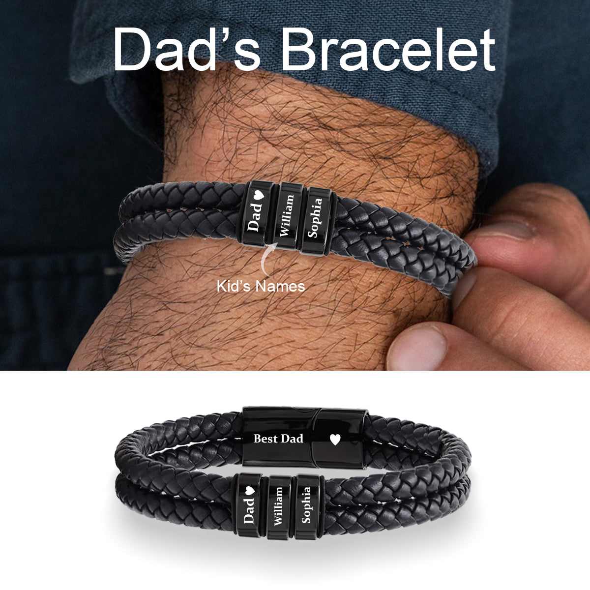 Personalized Family Names Bracelet, Father's Day Gift