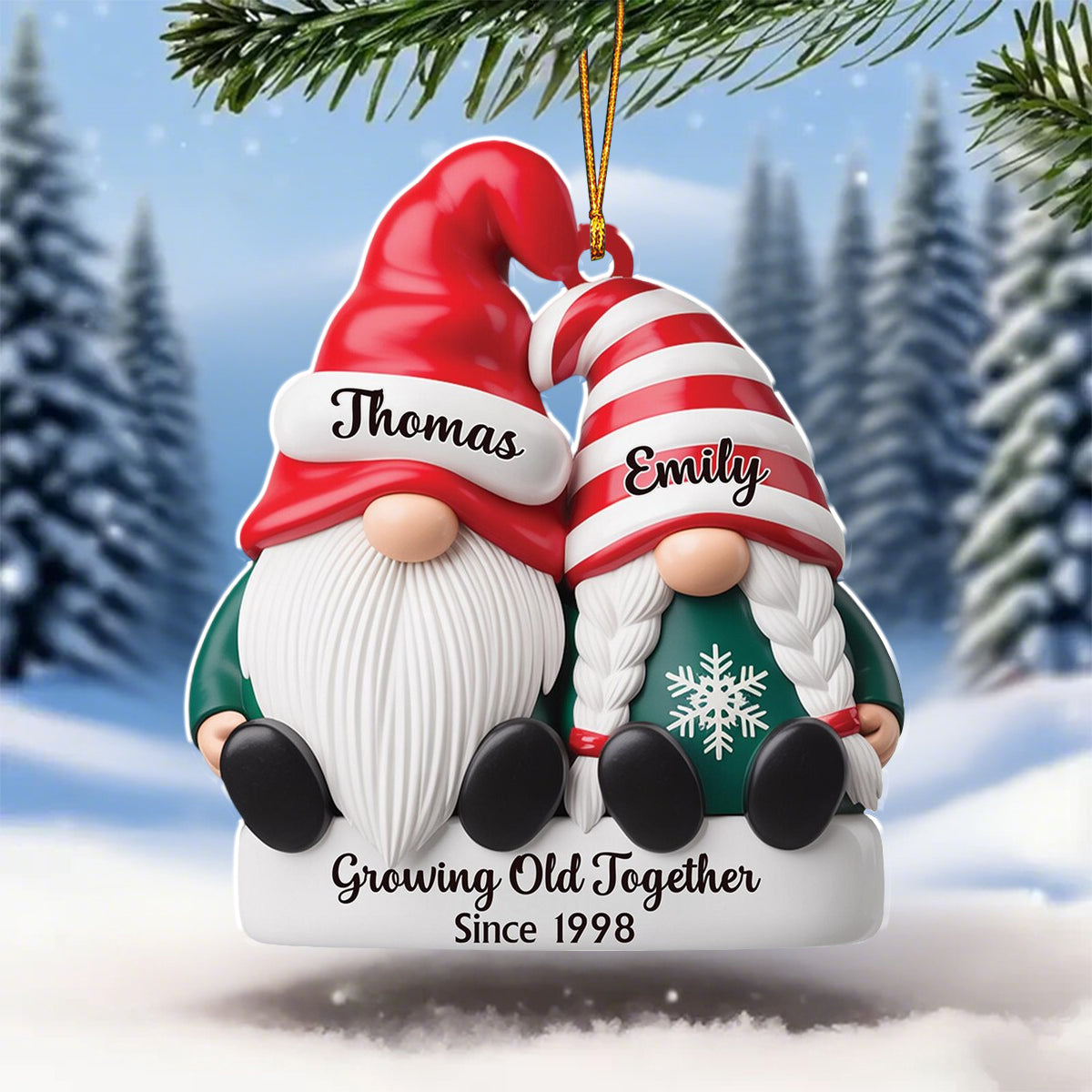 Growing Old Together Since - Custom Christmas Ornament For Couple