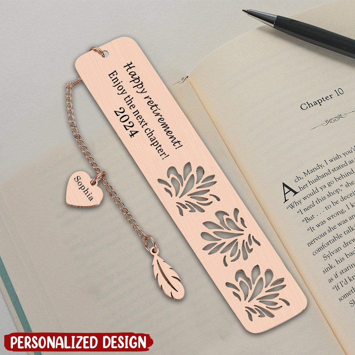 Happy Retirement Enjoy The Next Chapter Personalized Metal Bookmark