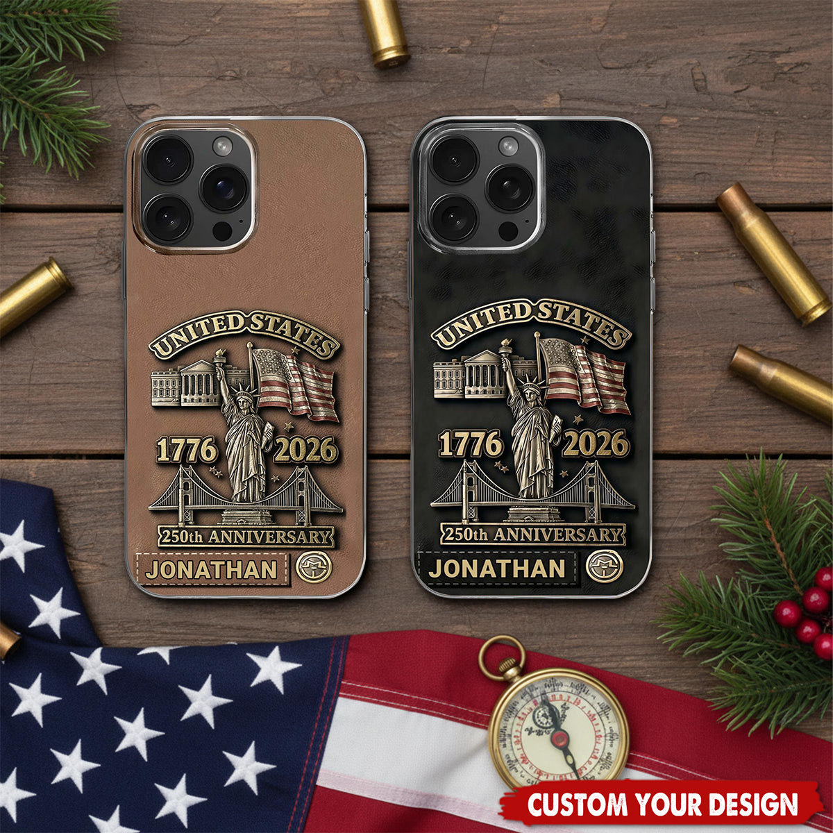 United States 250th Anniversary, Personalized Clear Phone Case