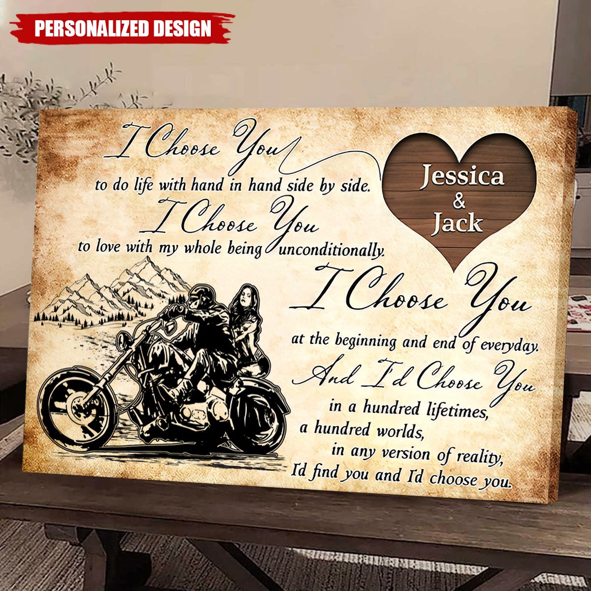 I Choose You - Gift for a Biker - Personalized Couple Poster