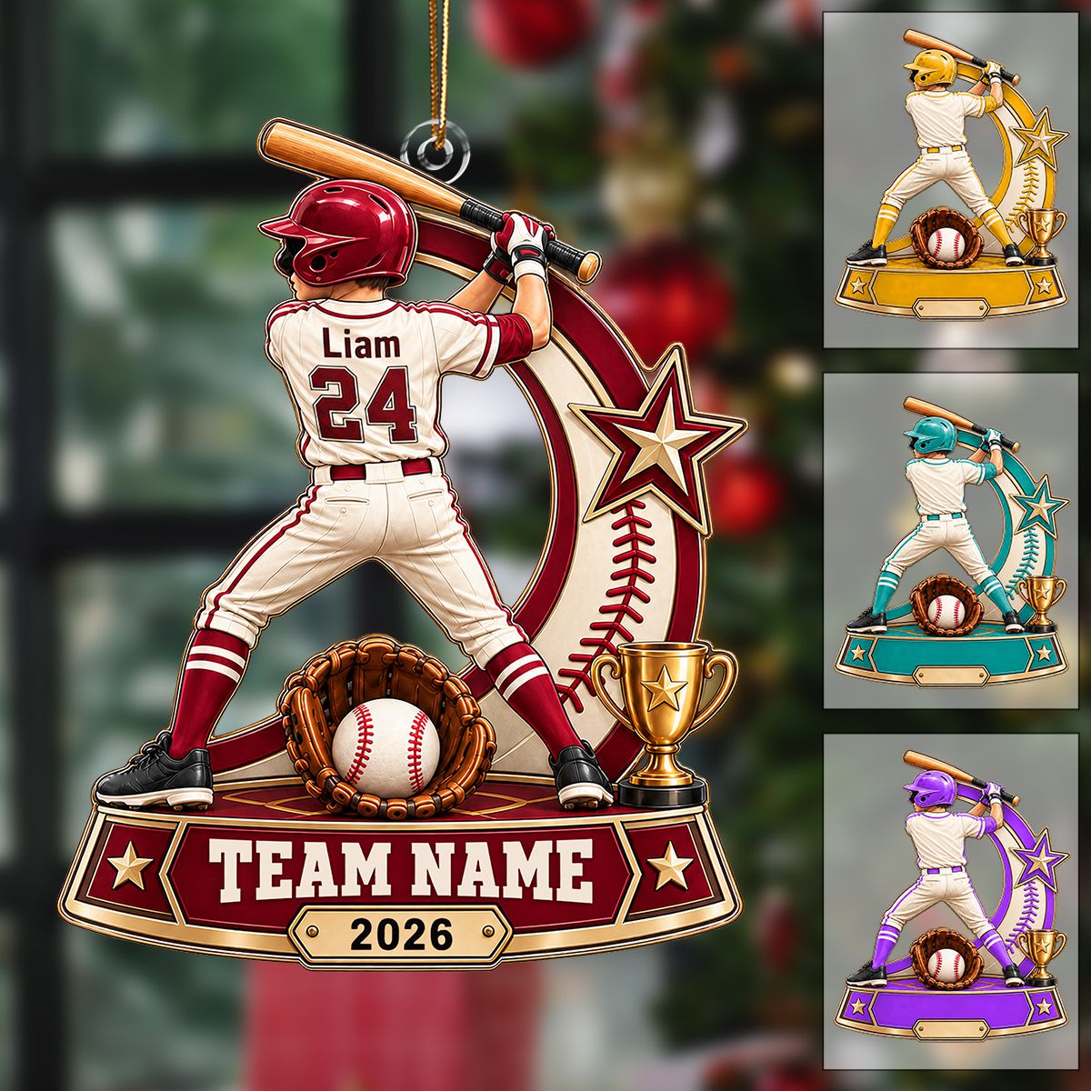 Personalized Baseball Player Ornament 2026