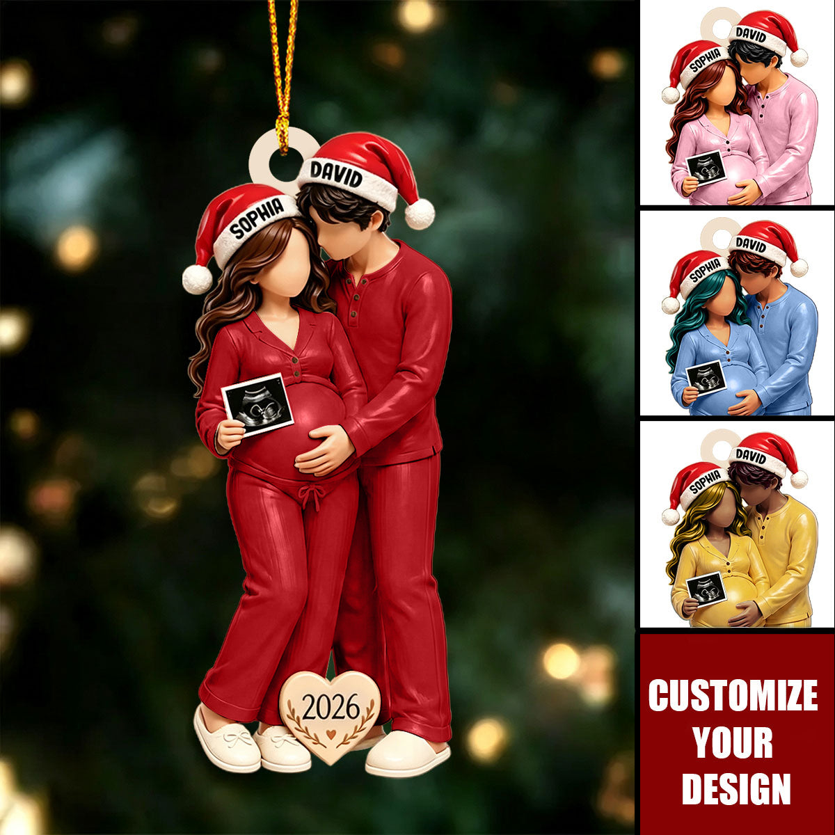 Personalized Pregnancy Announcement Acylic Ornament, Expecting Parents Keepsake
