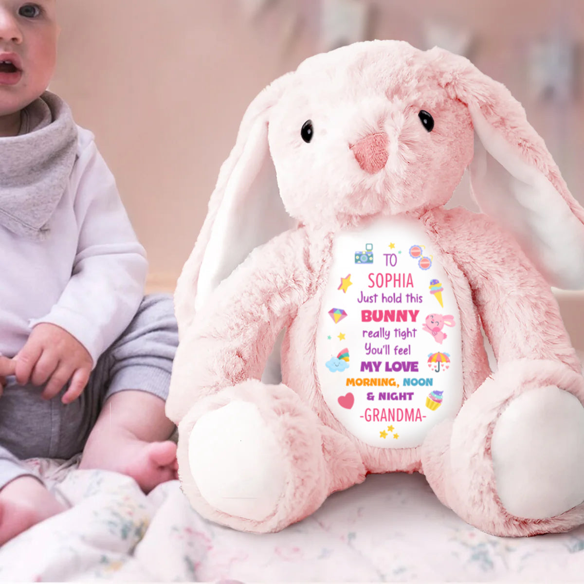 To My Dearest Grandchildren-Personalized Easter Plush Bunny Gift