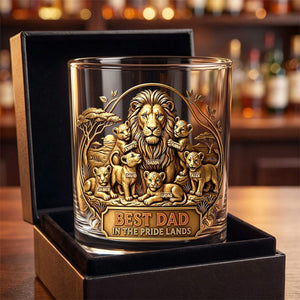 Best Dad In The Pride Lands Whiskey Glass - Personalized Father's Day Gift
